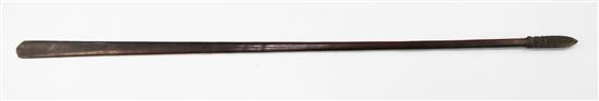 A Maori hardwood taiaha long club fighting staff, 70.75in.